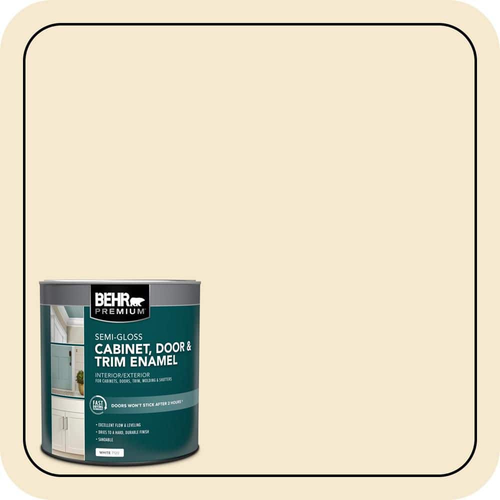 BEHR PREMIUM 1 qt. #360E-1 Creme Brulee Semi-Gloss Enamel Interior/Exterior Cabinet, Door & Trim Paint