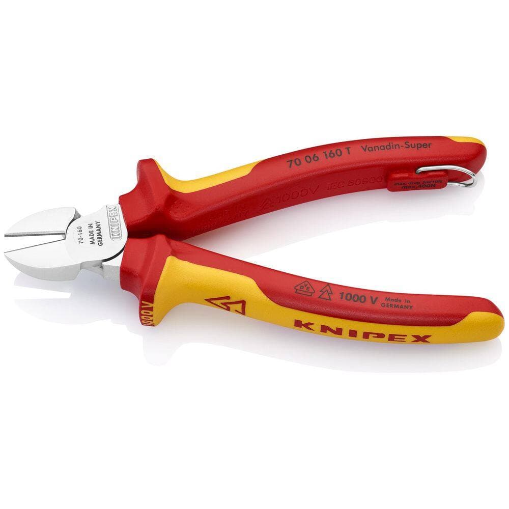 KNIPEX Diagonal Cutters-1000V Insulated-Tethered Attachment, 6 1/4" (3)