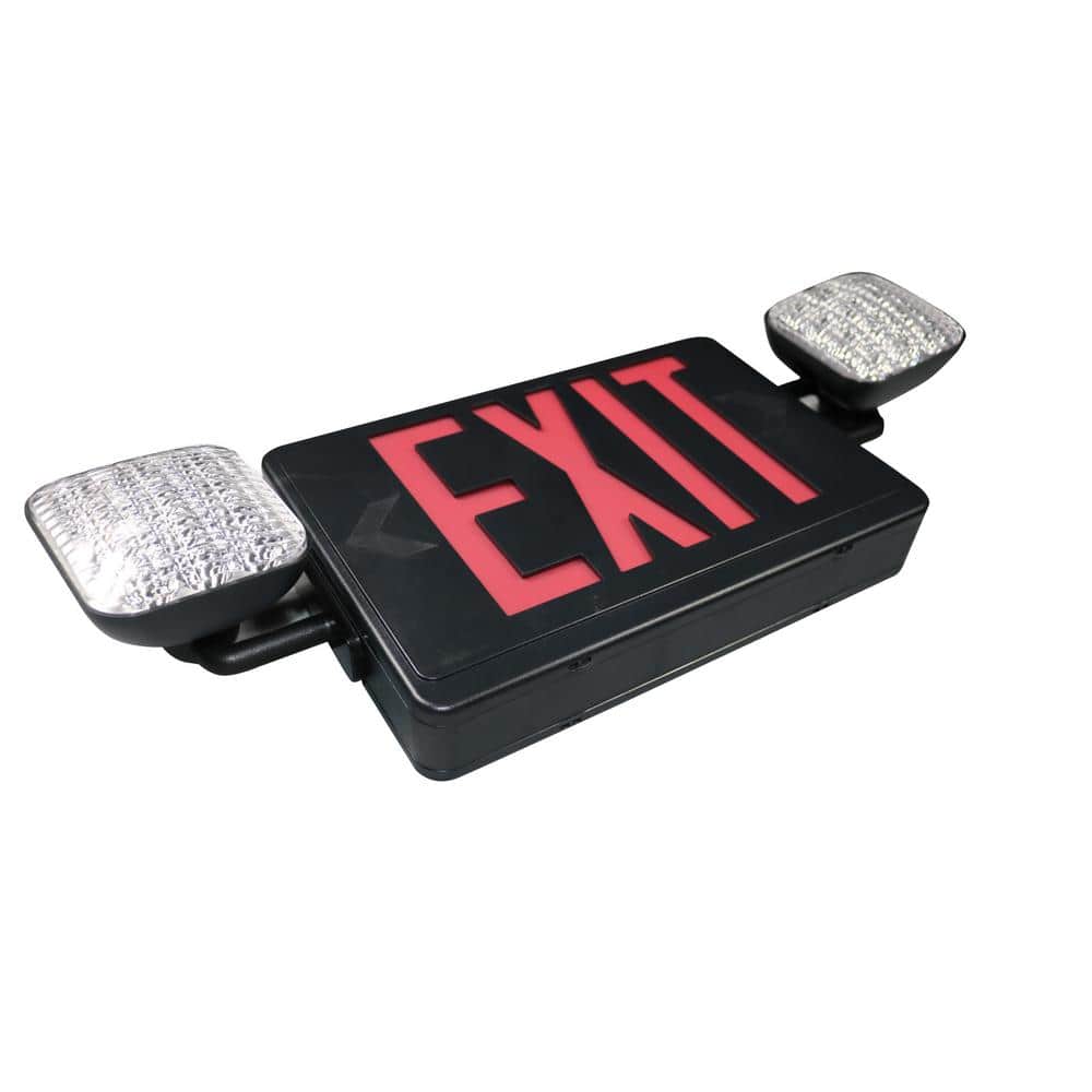 Commercial Electric 1-Pack Combo 14-Watt with NICAD 9.6-Volt Battery Integrated LED Black Exit Sign and Emergency Light (4)