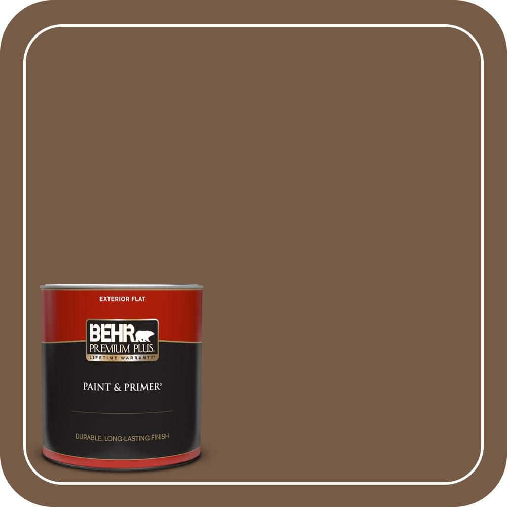 BEHR PREMIUM PLUS 1 qt. #N250-7 Mission Brown Flat Exterior Paint & Primer