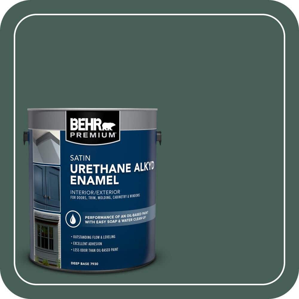 BEHR PREMIUM 1 gal. #M440-7 Rainforest Urethane Alkyd Satin Enamel Interior/Exterior Paint
