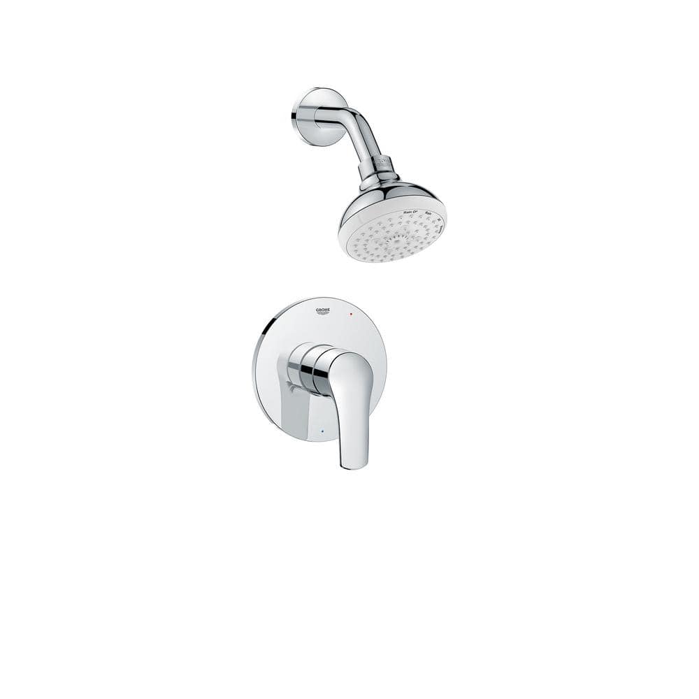 GROHE EuroSmart 1-Handle Wall Mount Shower Trim Kit in StarLight Chrome with Shower Arm - 1.75 GPM (Valve Not Included) (1)