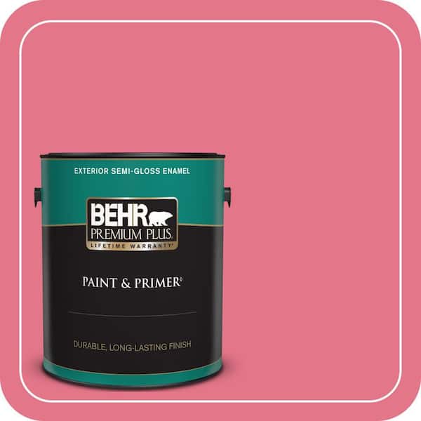 BEHR PREMIUM PLUS #120B-6 Watermelon Pink Flat Interior/Exterior Paint & Primer Color Sample (2)