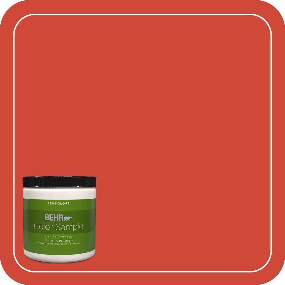 BEHR PREMIUM PLUS 8 oz. #P180-7 Top Tomato Semi-Gloss Interior/Exterior Paint & Primer Color Sample