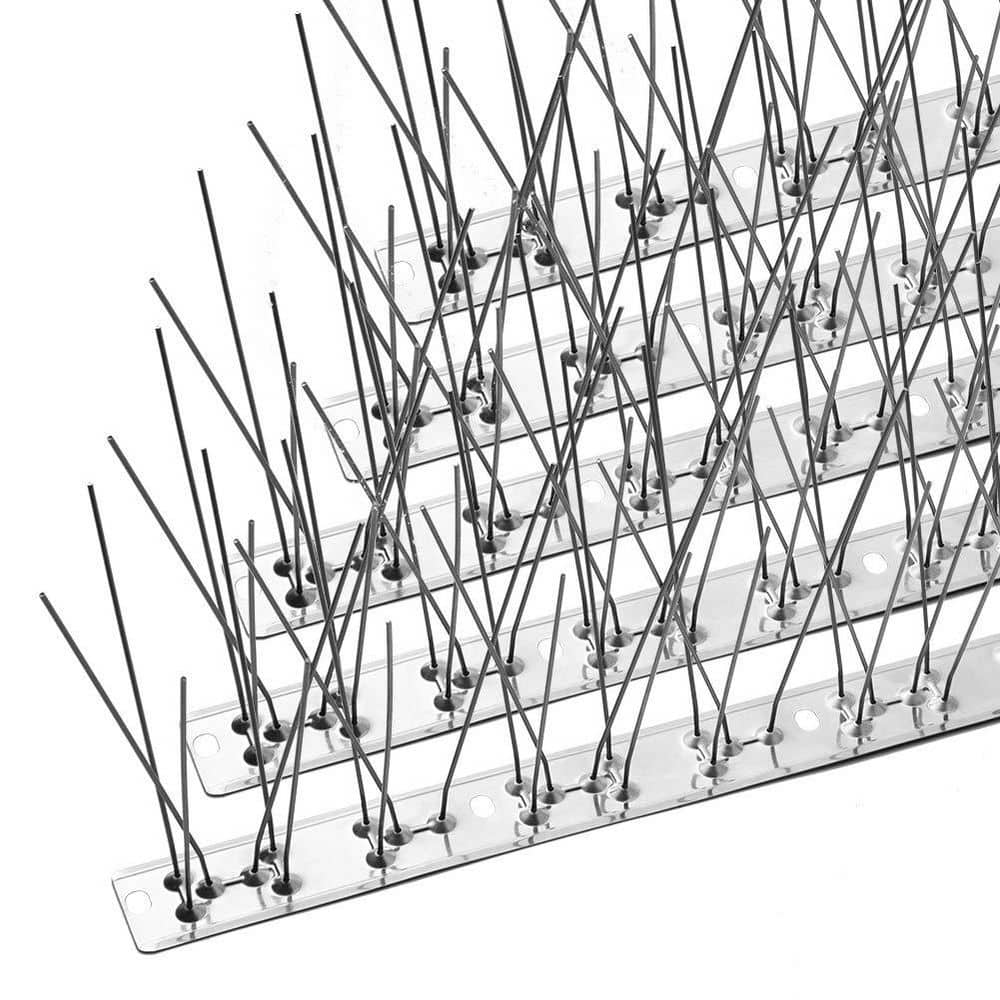 NVNOO 25 ft. Bird Spikes Fence Kit with Stainless Steel Base for Keeping Small Bird, Crows and Woodpeckers Away (1)