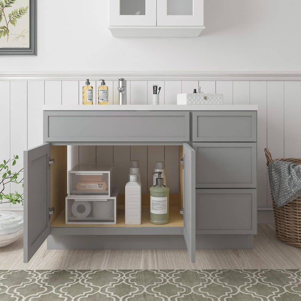 Vanity Art Colton 2-Door and 3-Drawer Freestanding Shaker Bathroom Vanity Cabinet (No Top) — Unassembled (4)
