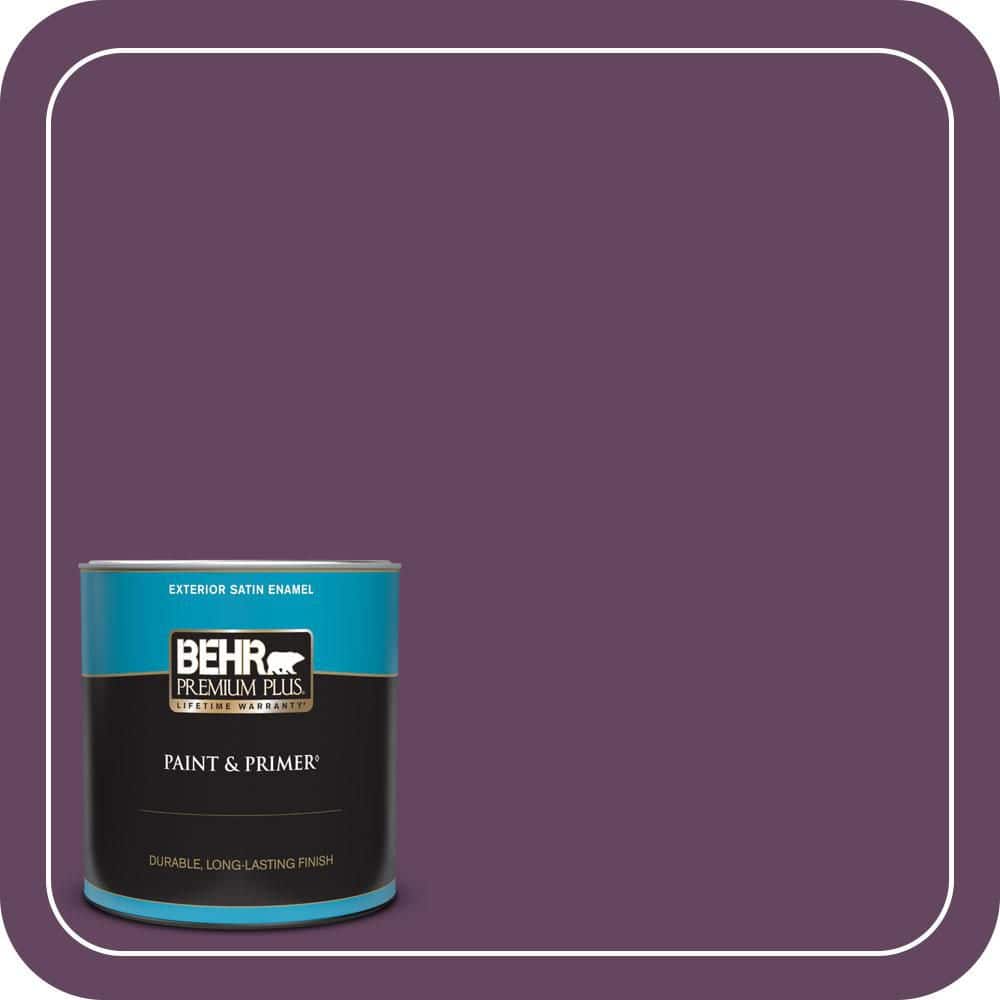 BEHR PREMIUM PLUS 1 qt. #MQ5-35 Plum Rich Satin Enamel Exterior Paint & Primer
