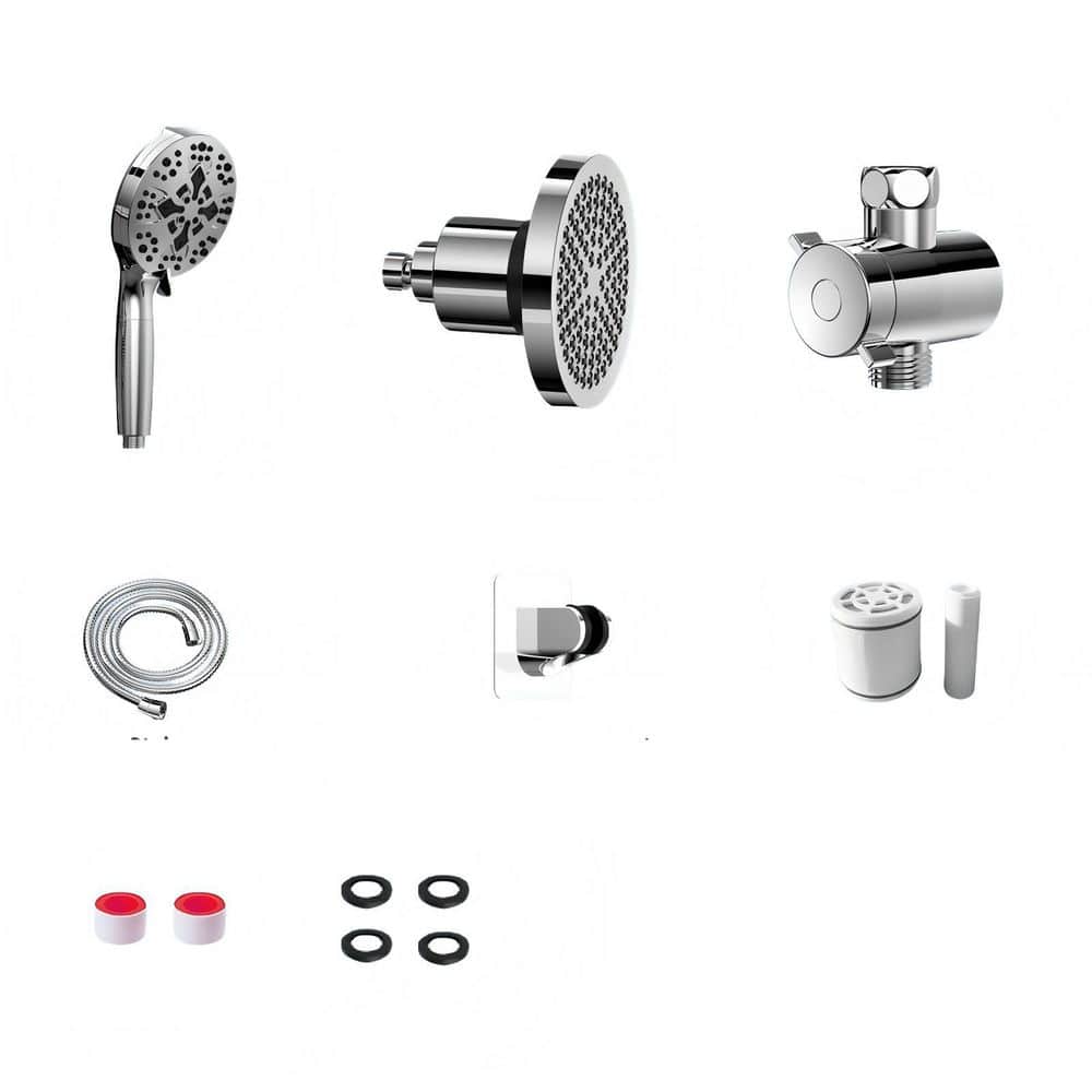 Wudkey 1-Piece High Pressure Filtered Shower Head Combo with and 69 in. Stainless Steel Hose