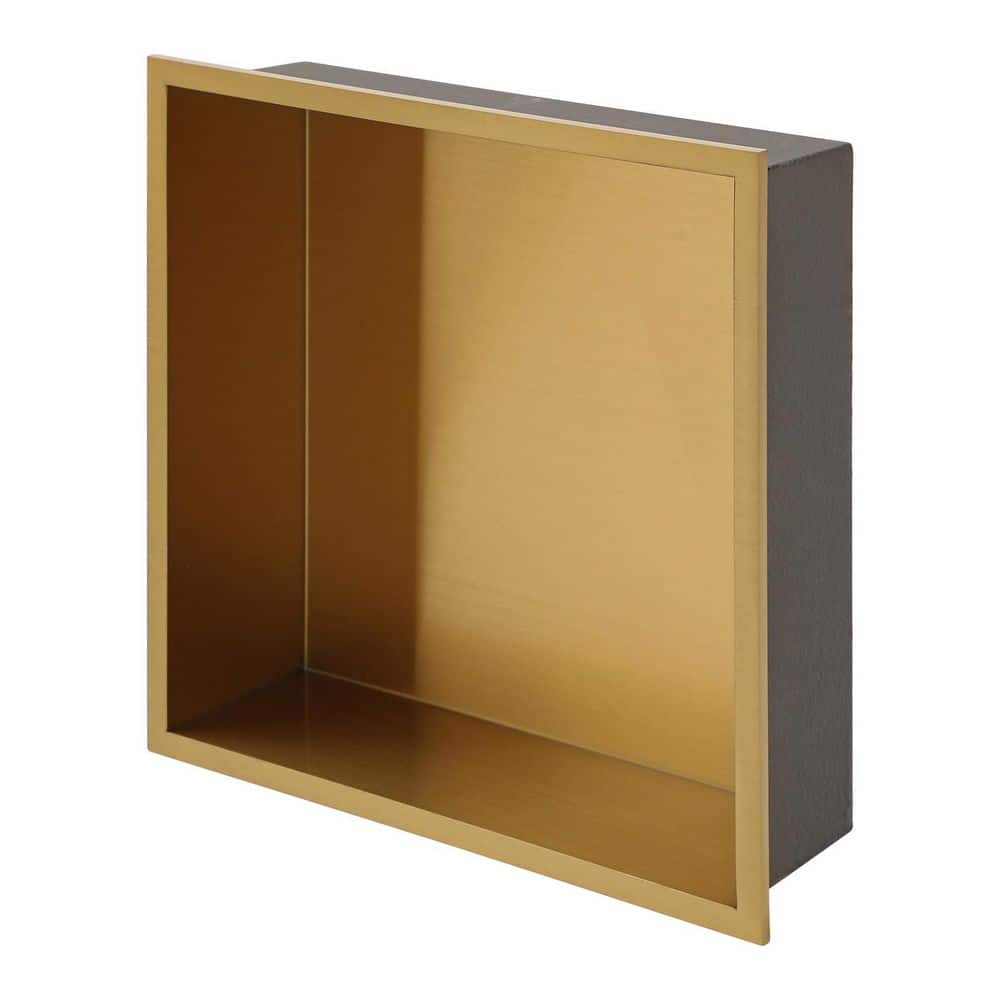 Boosicavelly 12 in. W x 12 in. H x 4 in. D Shower Niche Set of 1 Pieces in Gold (1)