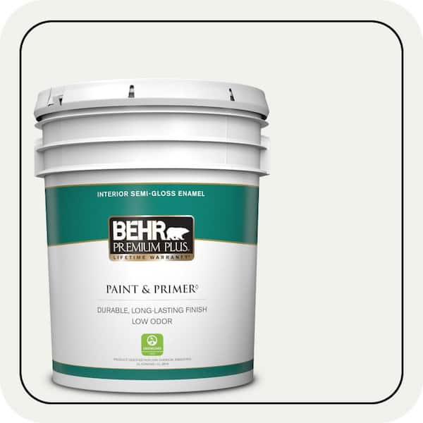 BEHR PREMIUM PLUS 5 gal. #610E-1 Windmill Wings Semi-Gloss Enamel Low Odor Interior Paint & Primer (2)