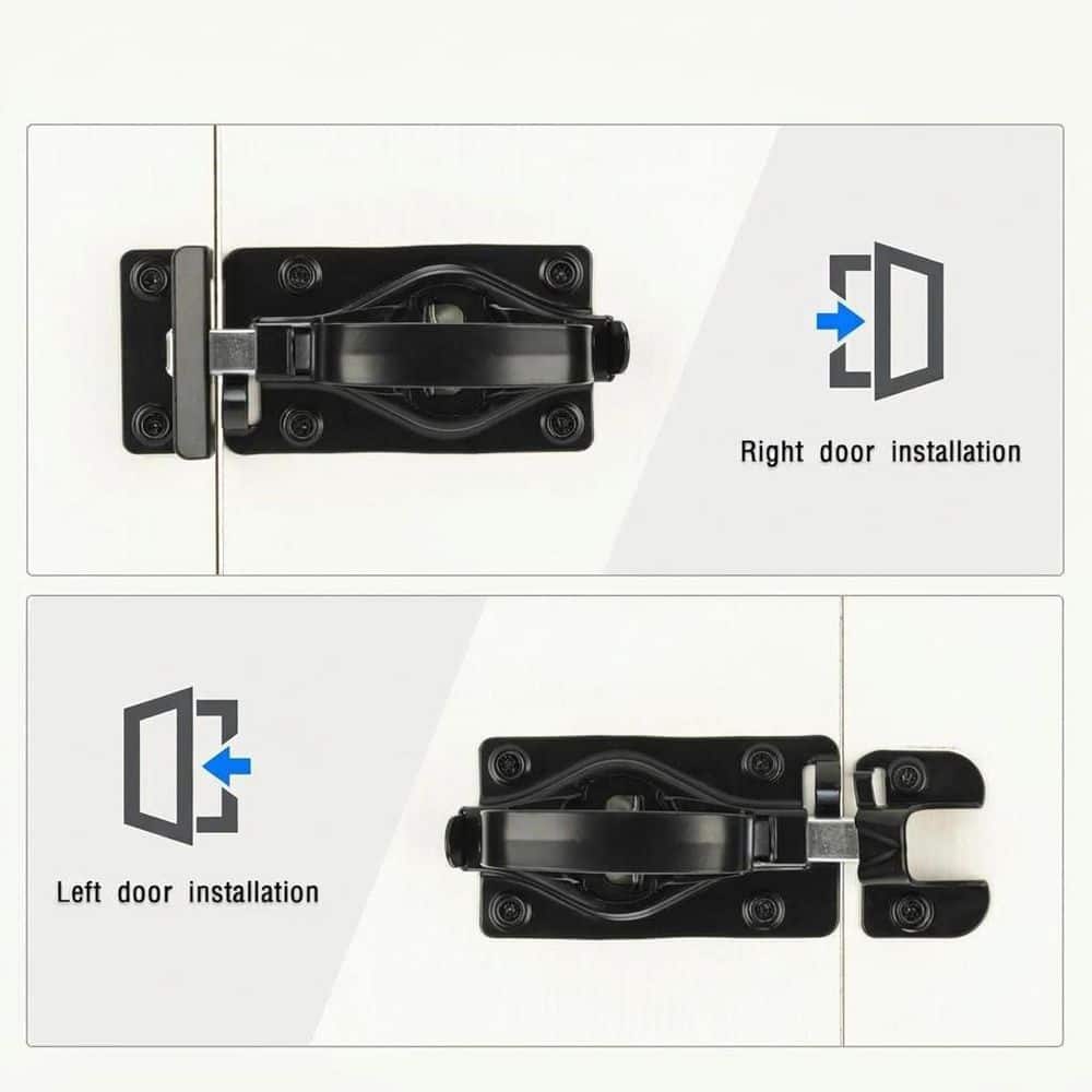 Unbranded Heavy Duty Automatic Locking Gate Latch Black Finish Sturdy Metal Hardware for Shed Barn Garage Wood Fence Door (3)