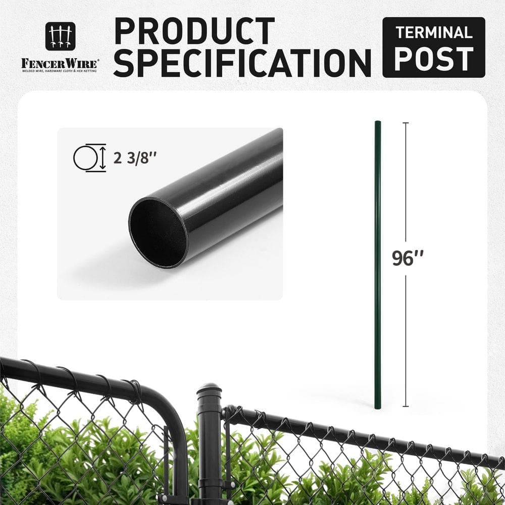 Fencer Wire Silver Galvanized 2-3/8 in. x 2-3/8 in. x 8 ft. Steel Corner Chain Link Fence Terminal Post (10-Pack) (2)