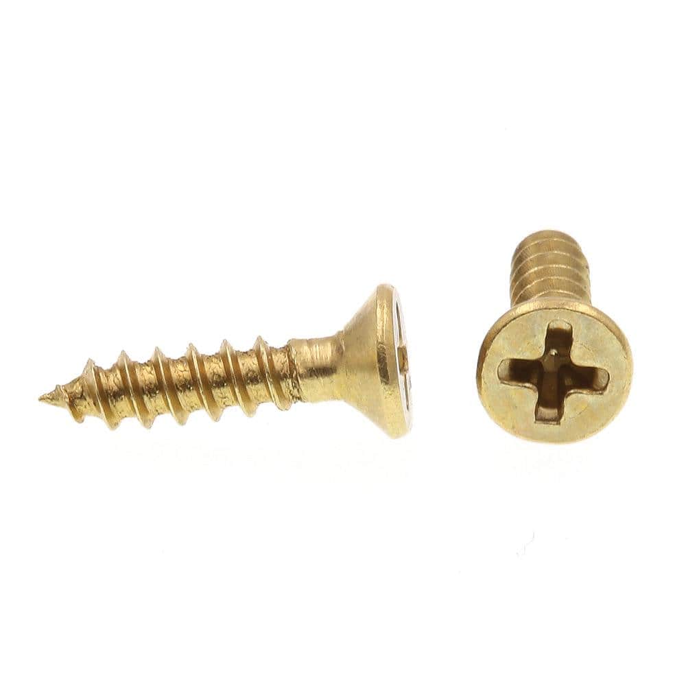 Prime-Line #4 x 1/2 in. Solid Brass Phillips Drive Flat Head Wood Screws (100-Pack) (2)