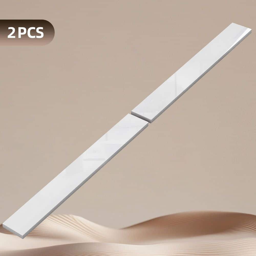 Getpro 60 in. White 2-Piece Solid Surface Vanity Backsplash Kit (2) 30 in. x 4 in. Splash Guards for Bathroom Countertop (1)