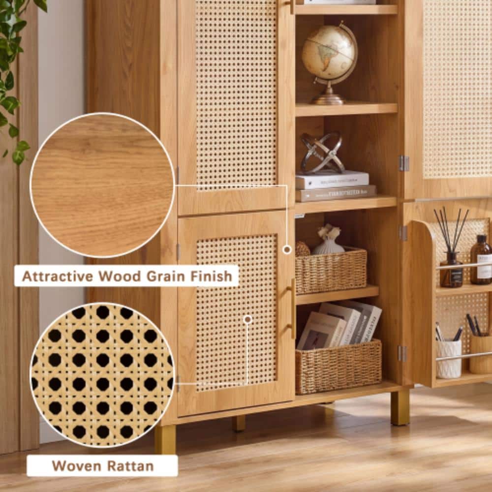 Unbranded 30.9 in. W x 15.8 in. D x 70.9 in. H Bathroom Brown Linen Cabinet (3)
