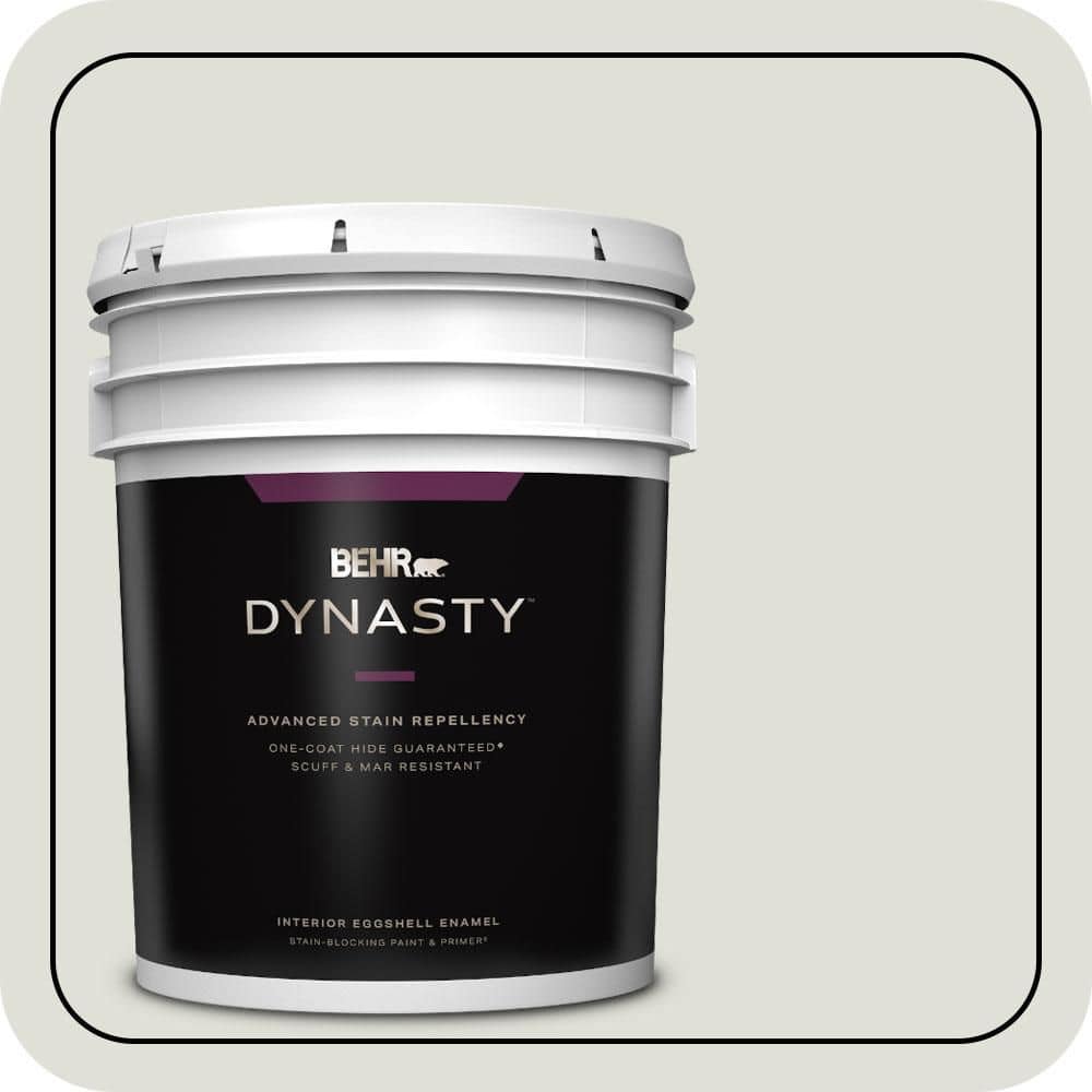 BEHR DYNASTY 5 gal. #N370-1 Roadster White Eggshell Enamel Interior Stain-Blocking Paint & Primer