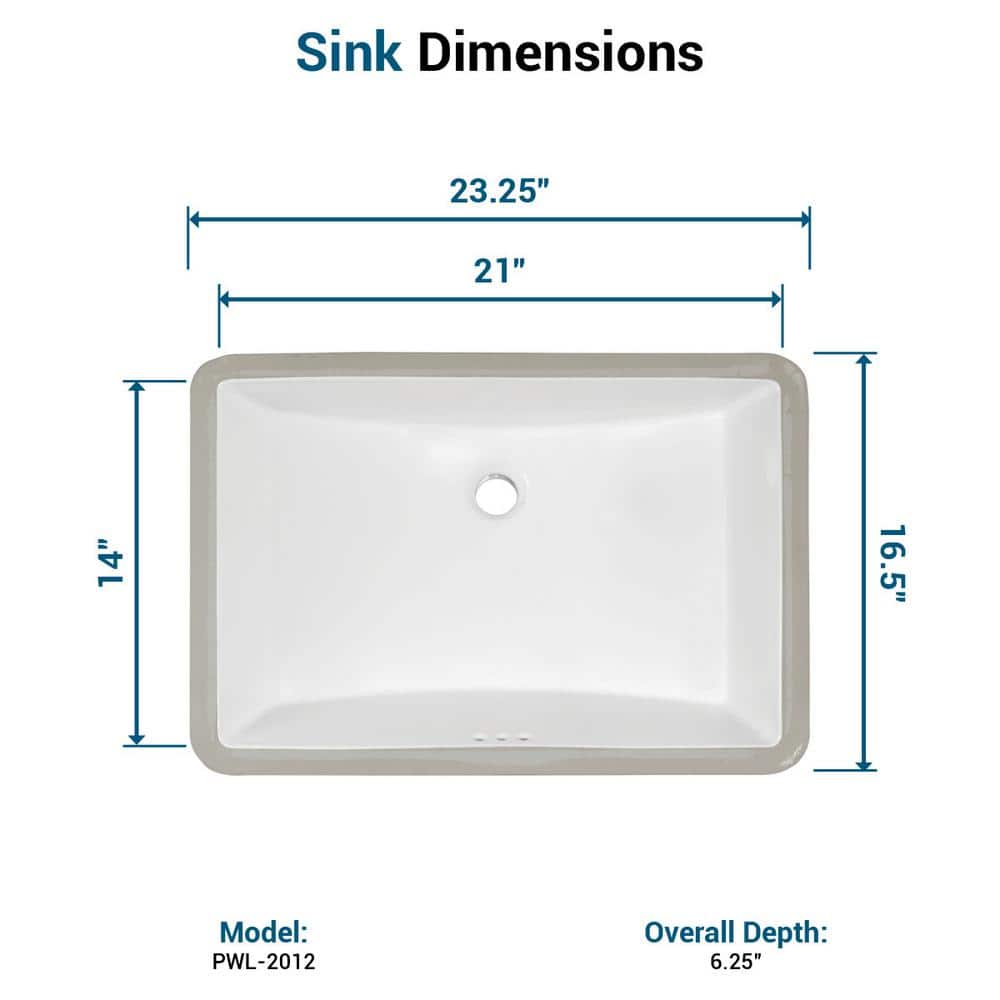PELHAM & WHITE Packard 23-1/4 in. Undermount Ceramic Rectangular Bathroom Sink in White (3)