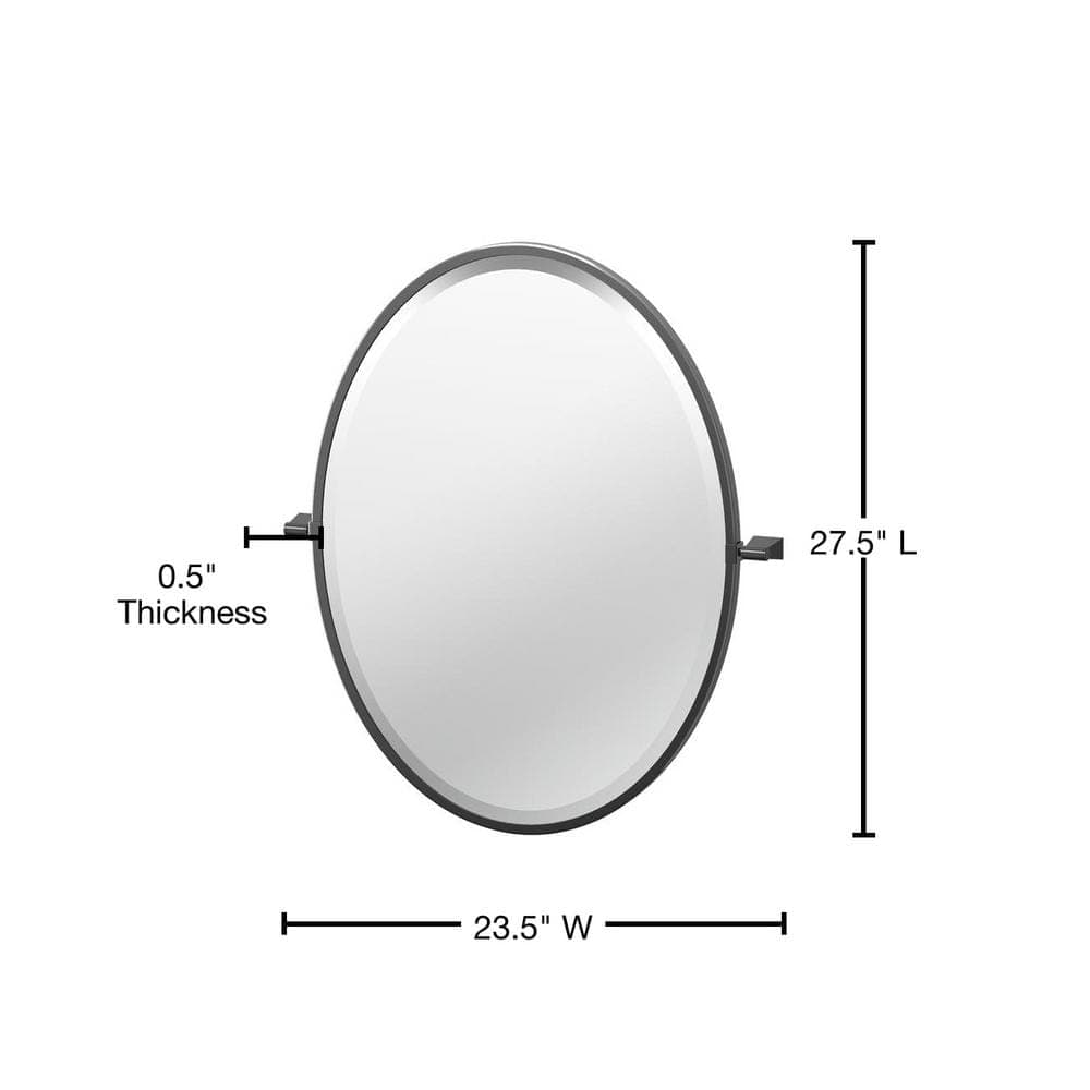 Gatco Bleu 23.5 in. W x 27.5 in. H Framed Oval Beveled Edge Bathroom Vanity Mirror in Matte Black (2)