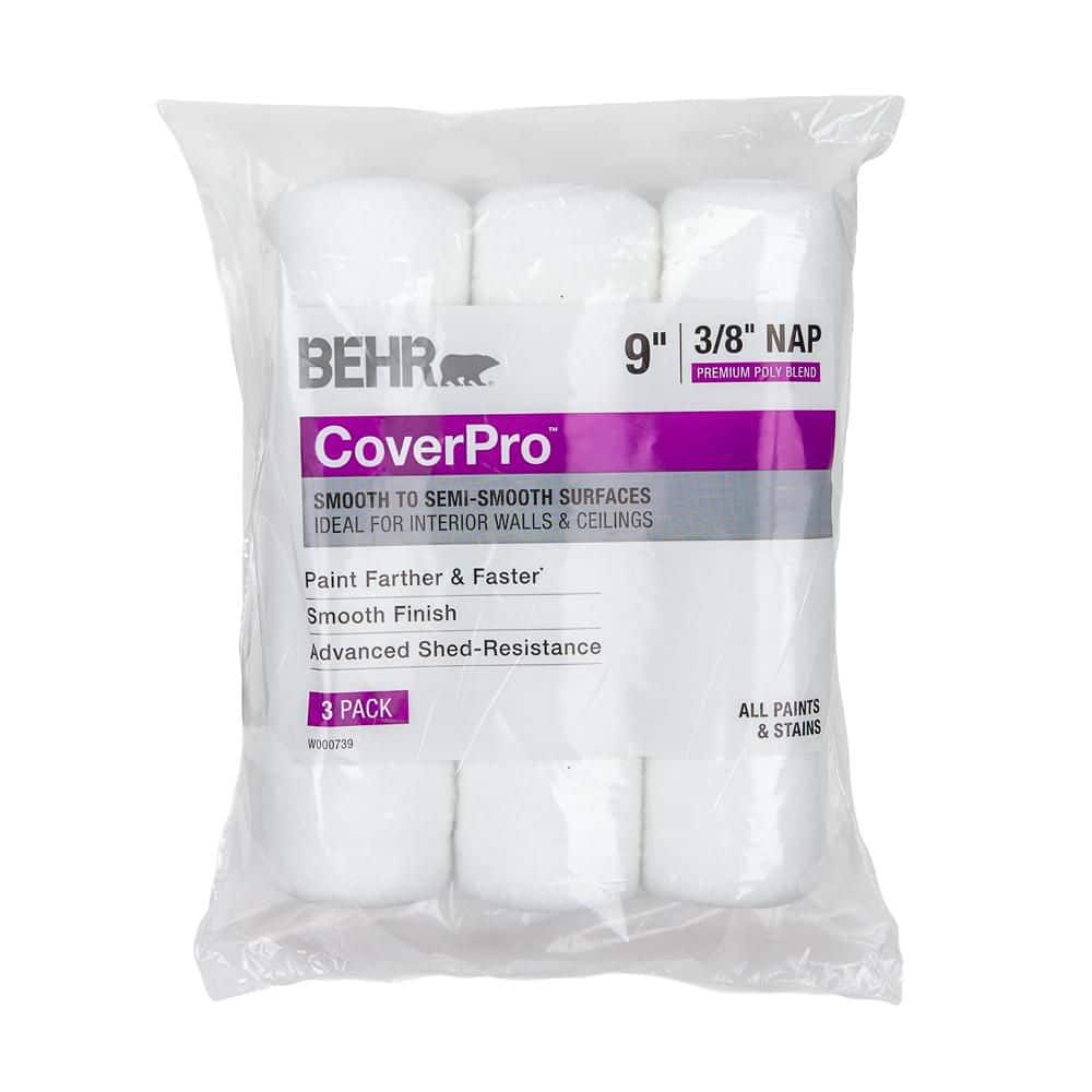 BEHR 9 in. x 3/8 in. CoverPro Fabric Roller Covers (3-Pack)