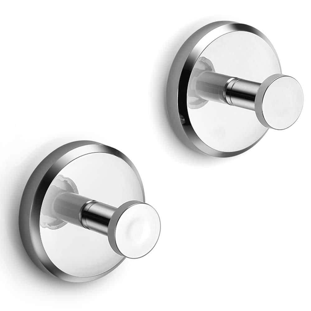 NVNOO Waterproof Bath Robe Hooks Holder for Hanging up to 15 lb. for Shower, Bathroom, Kitchen, Glass Door, Silver (2-Pack) (1)
