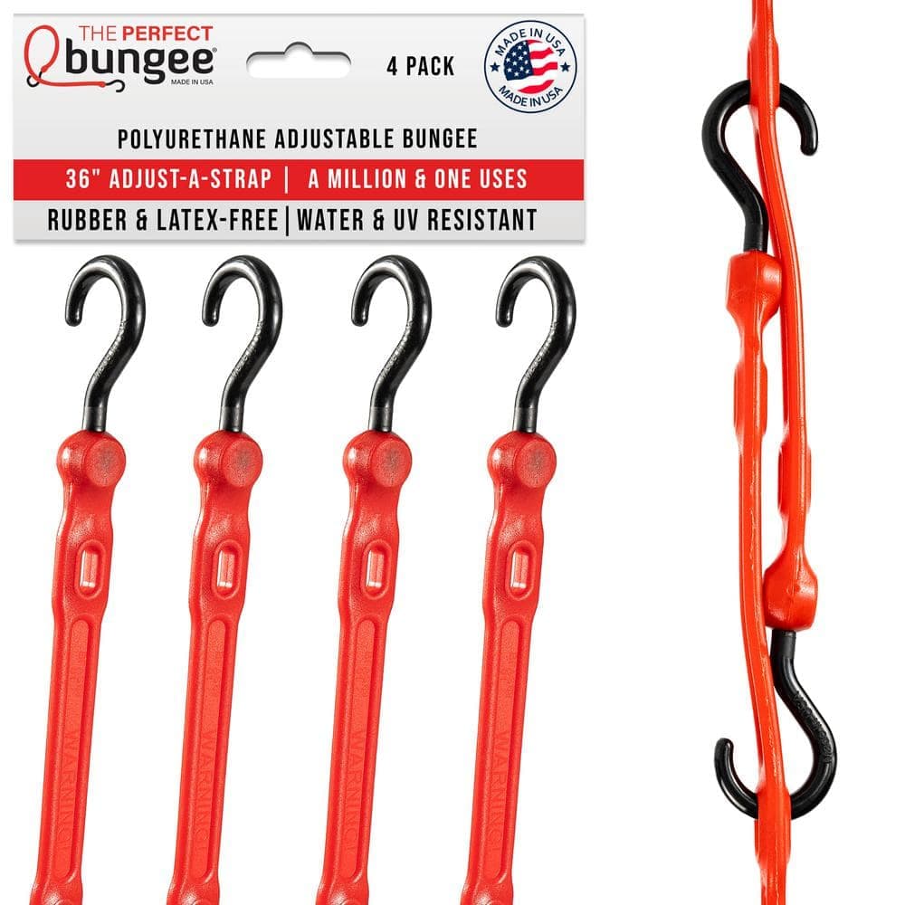 The Perfect Bungee 36 in. Adjust-A-Strap in Red (4-Pack)