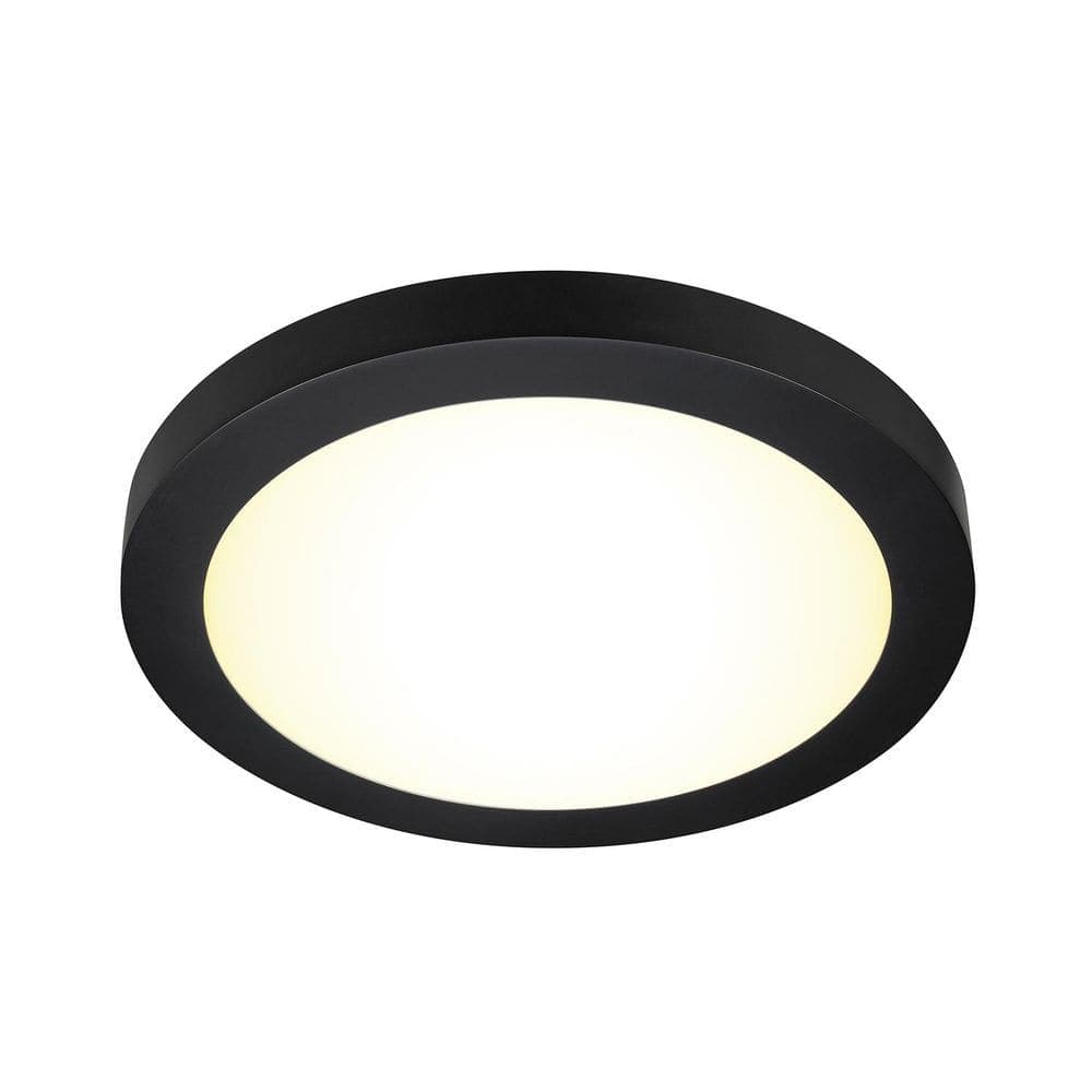 Commercial Electric Flex Install Disk 8 in. Black Indoor Integrated LED Recessed Ceiling Light Flush Mount with 5CCT and 900 Lumens (2)