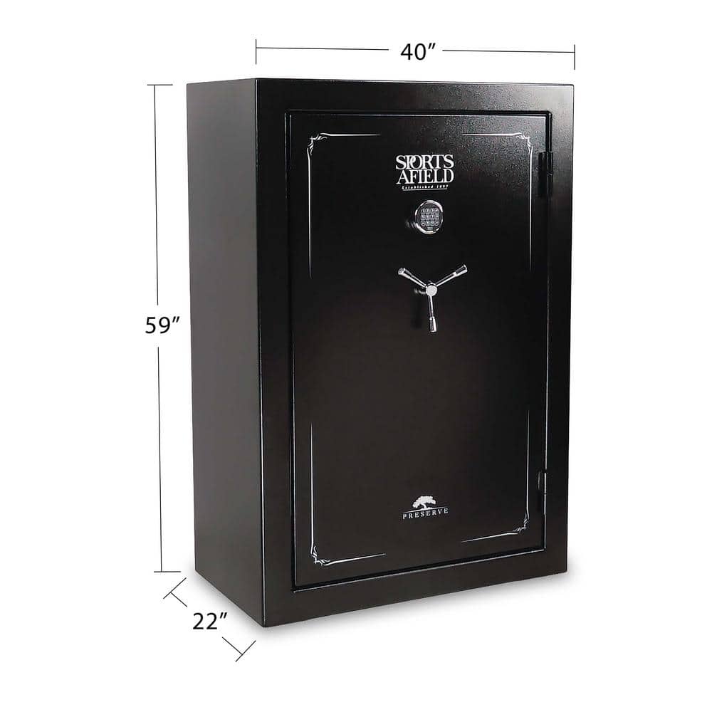 Sports Afield Preserve 40-Gun Fire and Waterproof Gun Safe with Electronic Lock, Black Textured Gloss (3)