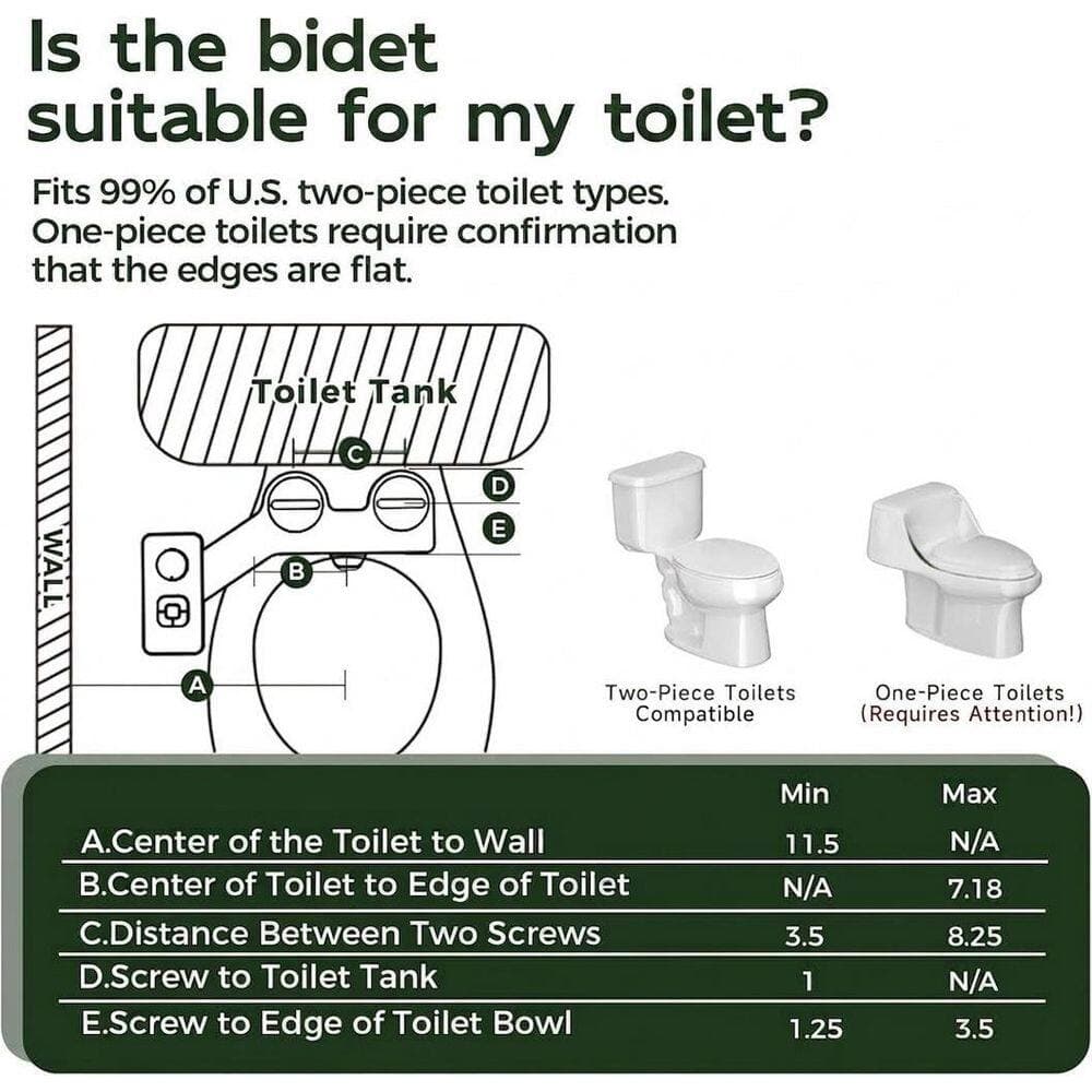 Anqtovp Dual Nozzle Bidet Attachment with Self-Cleaning, Adjustable Water Pressure, Brass T-Adapter, Cold Water Use (2)
