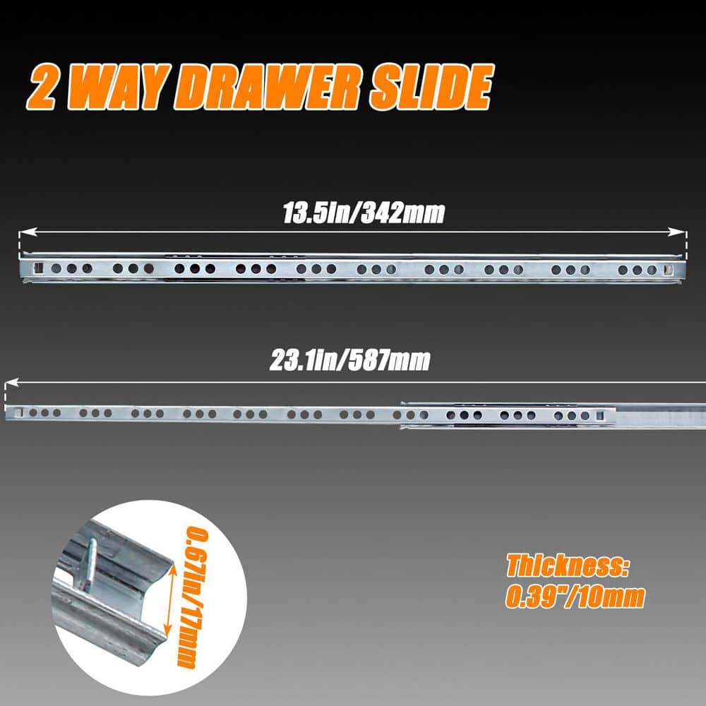 LAIFUCAM 13.5 in. Metal Ball Bearing Side Mount Heavy Duty Drawer Slides Two Way Extension Rail 2 Pieces for Cabinets (3)