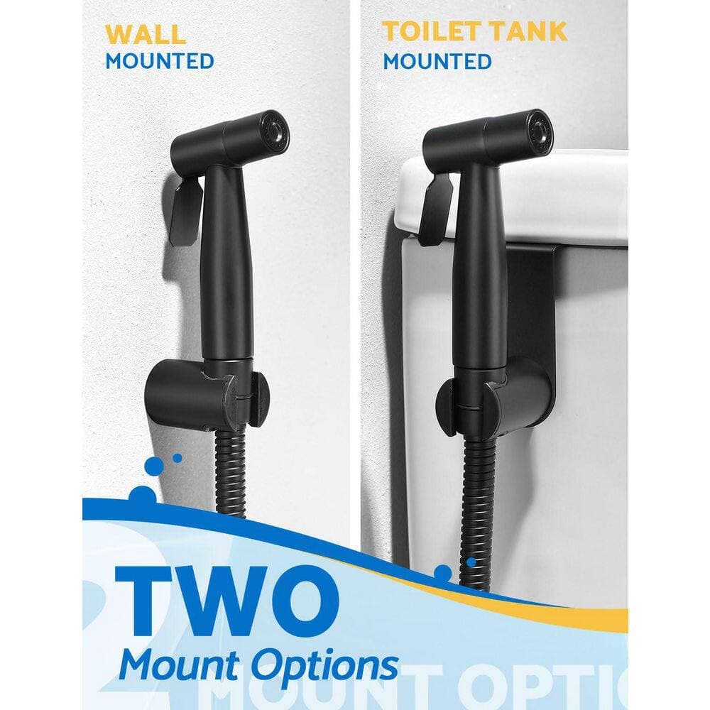 Numhew Handheld Bidet Sprayer Bidet Attachment in Black with Stainless Steel Hose and Dual Mount Included (3)