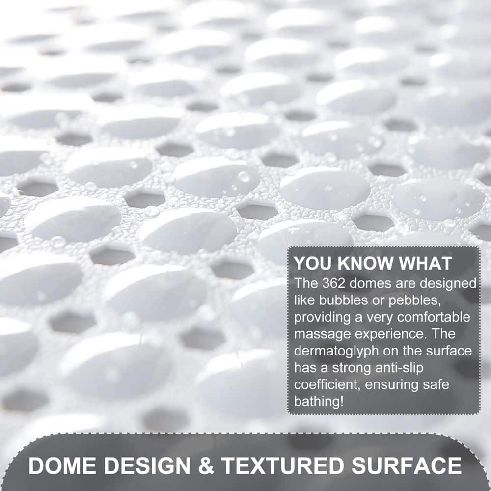 Wudkey 40 in. L x 16 in. W x 0.25 in. H Rectangular Non-Slip Bathtub and Shower Mat in White (3)