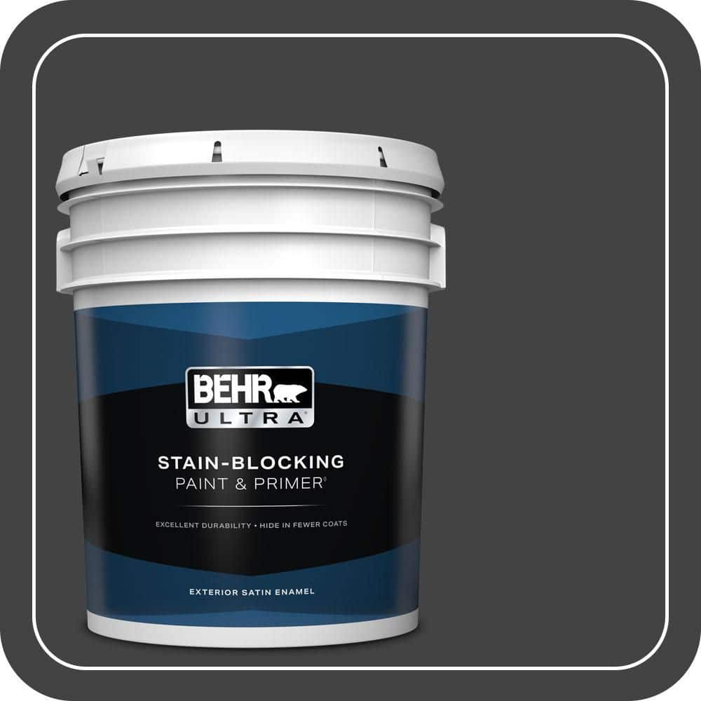 BEHR ULTRA 5 gal. #S-H-790 Black Suede Satin Enamel Exterior Paint & Primer (1)