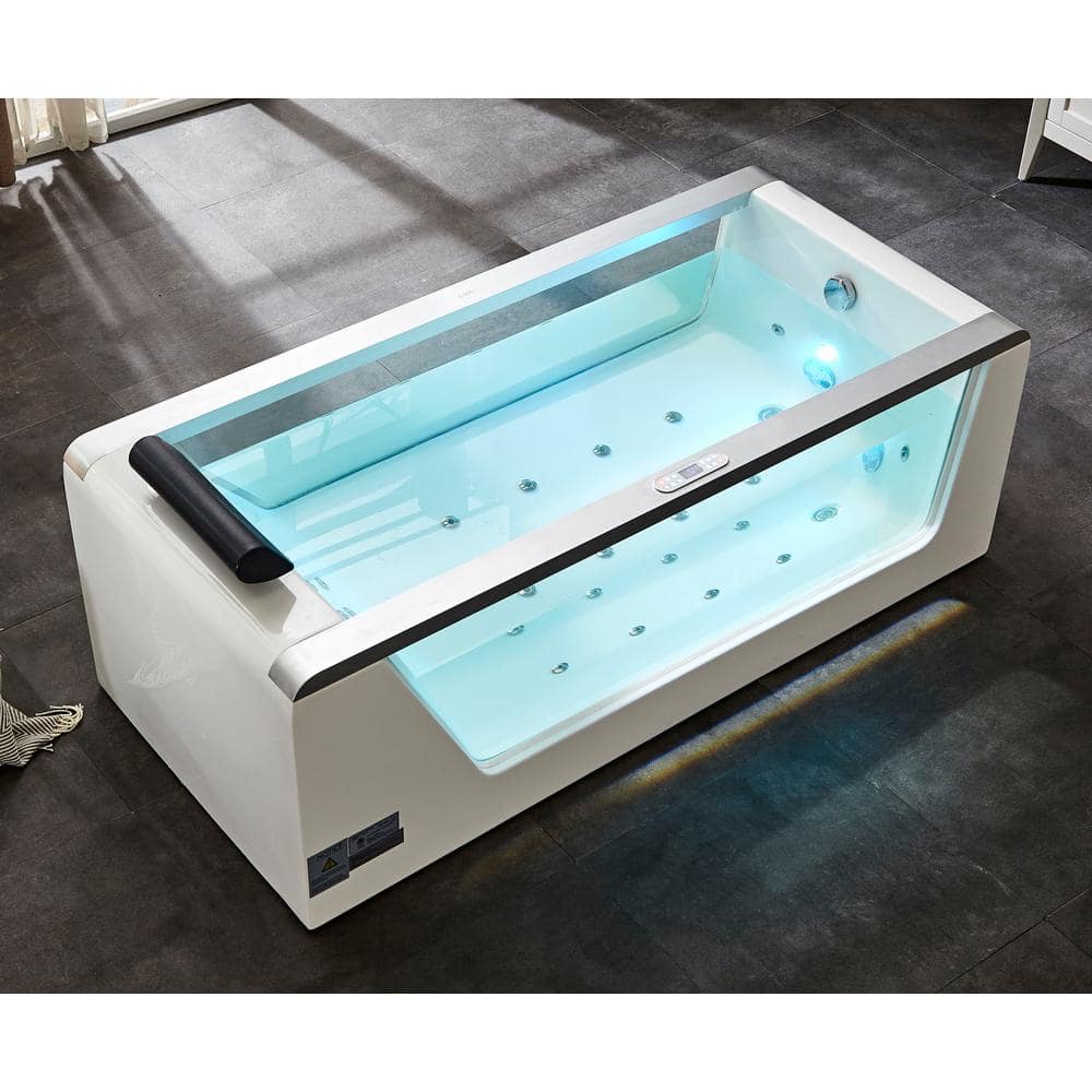 EAGO 72 in. Acrylic Flatbottom Whirlpool Bathtub in White (2)