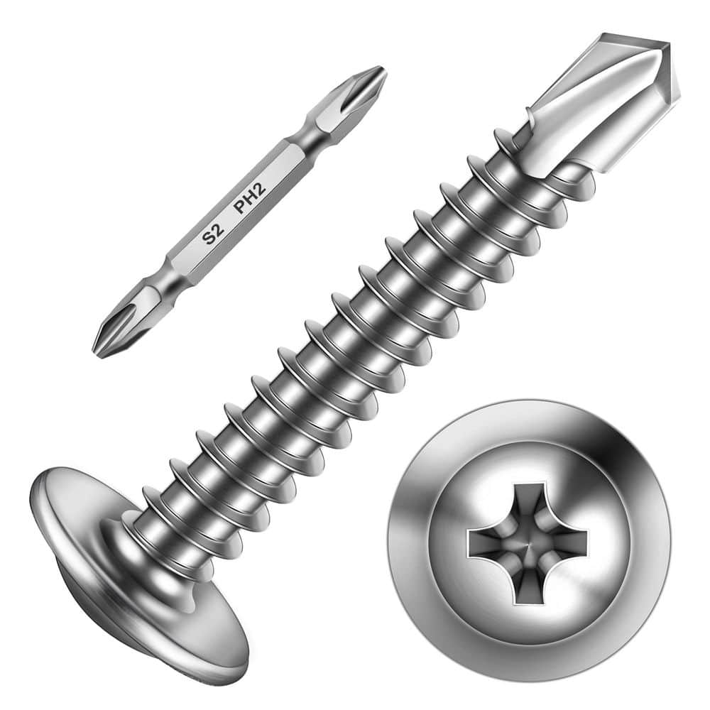 MYWISH #10 x 1-1/4 in. Stainless Steel Phillips Truss Head Self-Drilling Screws (200-Pack)