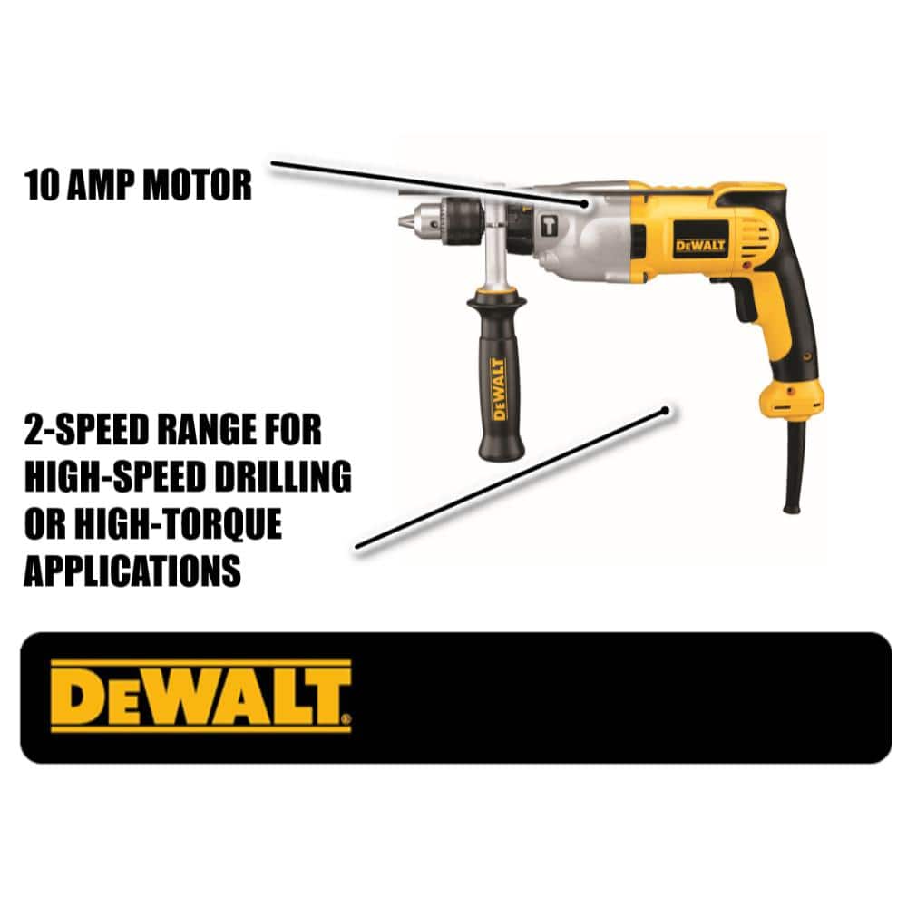 DEWALT 10 Amp 1/2 in. Variable Speed Reversible Pistol Grip Hammer Drill (2)