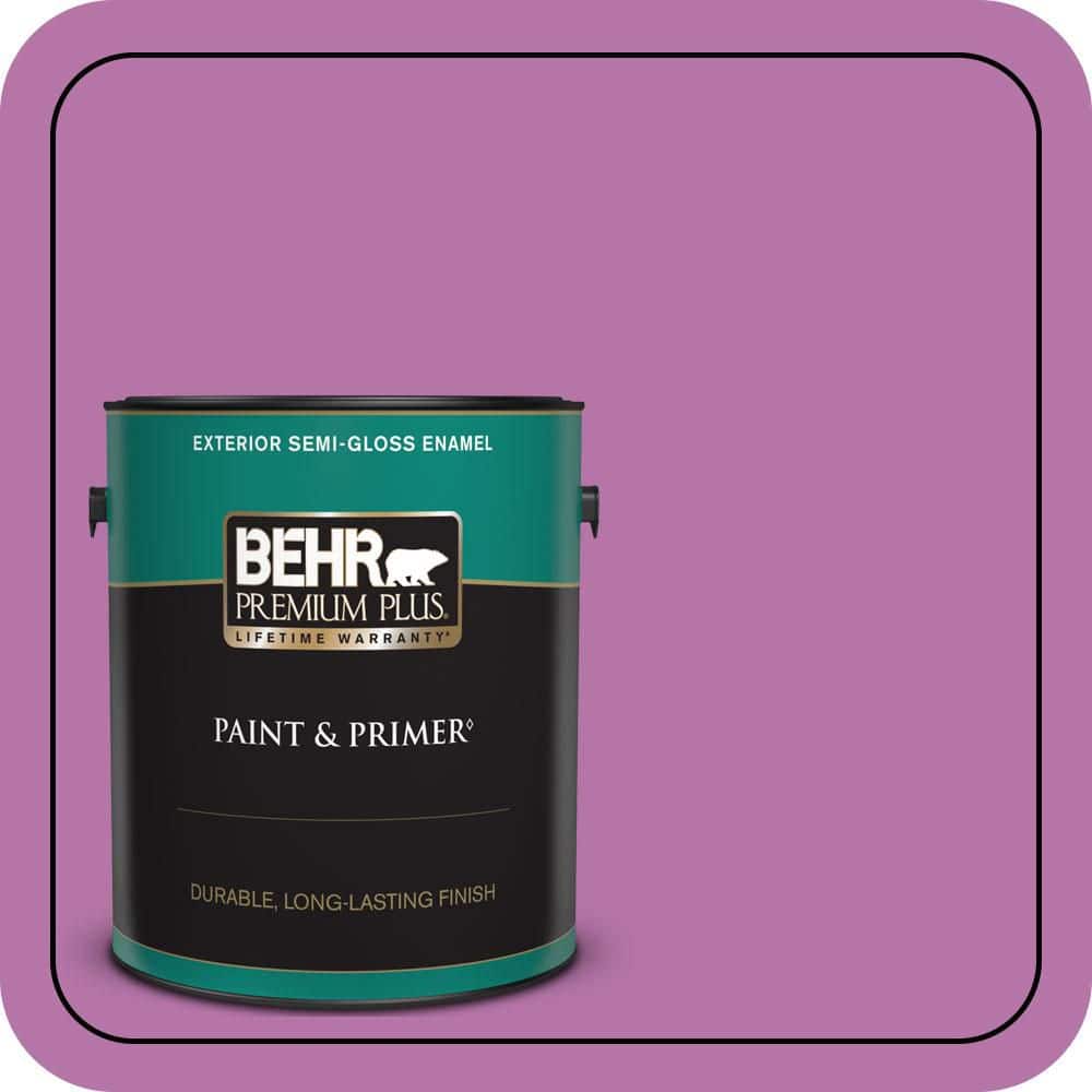 BEHR PREMIUM PLUS 1 gal. #P110-5A Eccentric Magenta Semi-Gloss Enamel Exterior Paint & Primer
