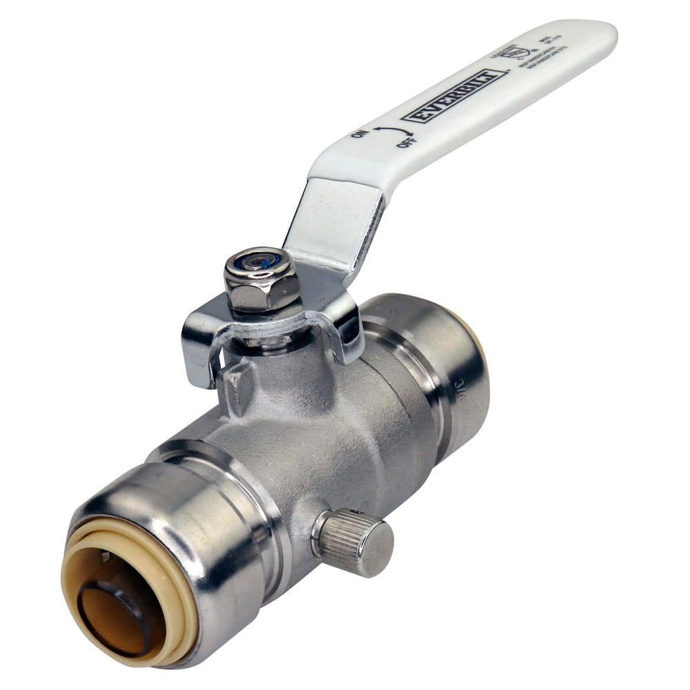 Everbilt 3/4 in. Push-To-Connect x 3/4 in. Push-To-Connect Stainless Steel Ball Valve with Drain (1)
