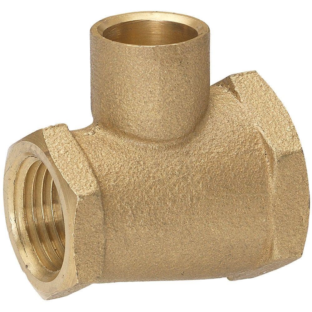 Everbilt 3/4 in. FIP x 1/2 in. FIP x 1/2 in. SWT Red Brass Pipe Tee (1)