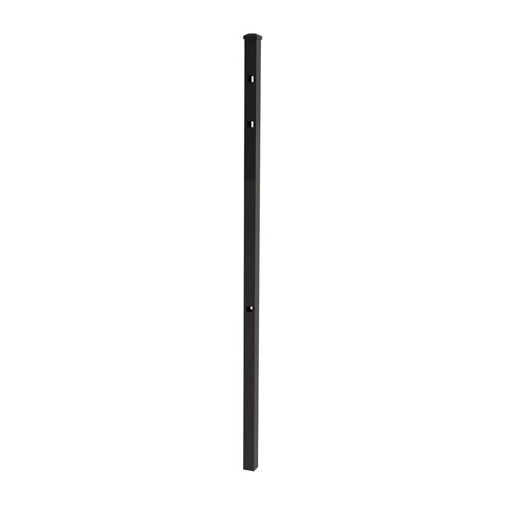 FORGERIGHT 72 in. 4 ft. Black Osprey Black Aluminum Fence Line Post (1)