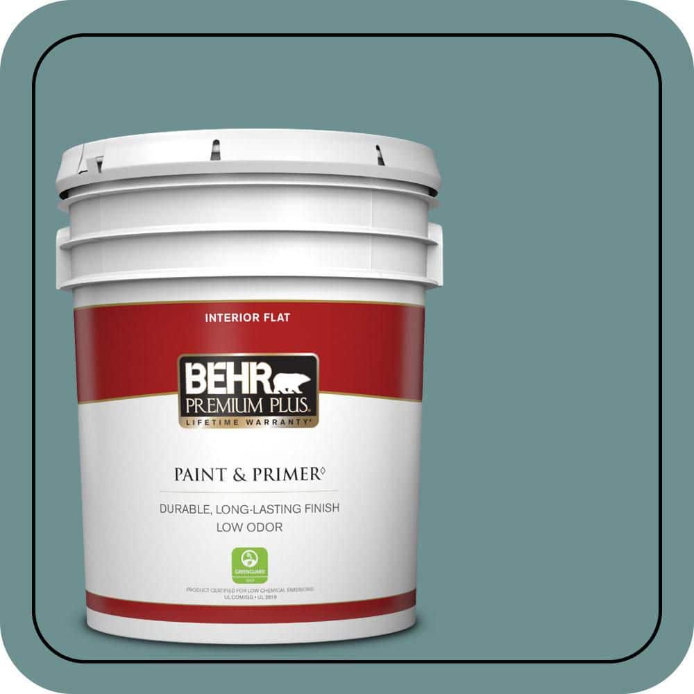 BEHR PREMIUM PLUS 5 gal. #500F-6 Hallowed Hush Flat Low Odor Interior Paint & Primer