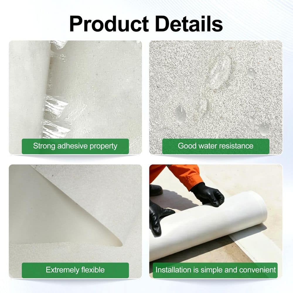 Wellco 3.3 ft. x 32 ft. Self-Adhesive Waterproofing Membrane Peel and Stick Underlayment for Roofing, Foundation (3)