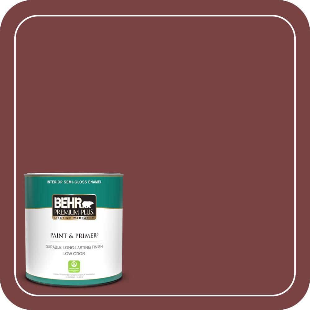 BEHR PREMIUM PLUS 1 qt. #S-H-140 Cinnamon Cherry Semi-Gloss Enamel Low Odor Interior Paint & Primer