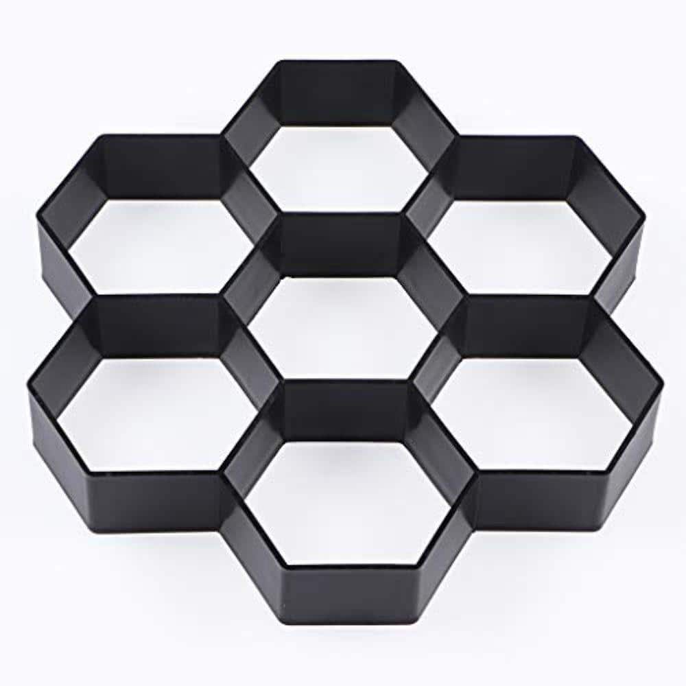 KIWDZFU 11.4 x 11 x 1.7 in. Hexagon Pavement Mold Reusable Walk Path Maker Concrete Cement Mold for DIY Garden Pathway (2)