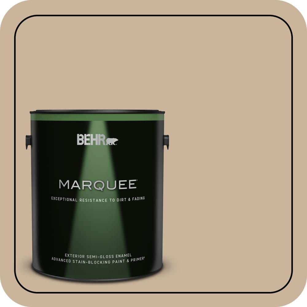 BEHR MARQUEE 1 gal. #PPU4-07 Mushroom Bisque Semi-Gloss Enamel Exterior Paint & Primer (1)