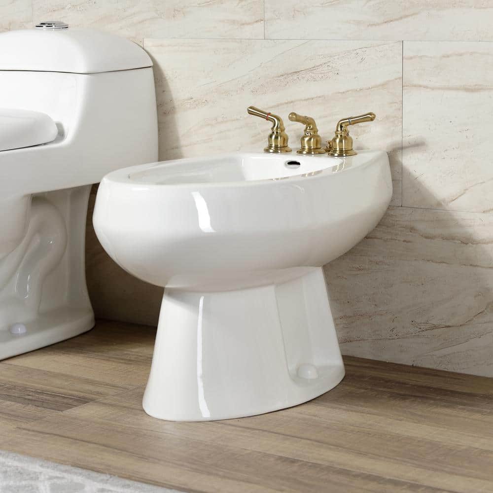 Kingston Brass Magellan 3-Handle Bidet Faucet with Brass Pop-Up in Brushed Brass (2)