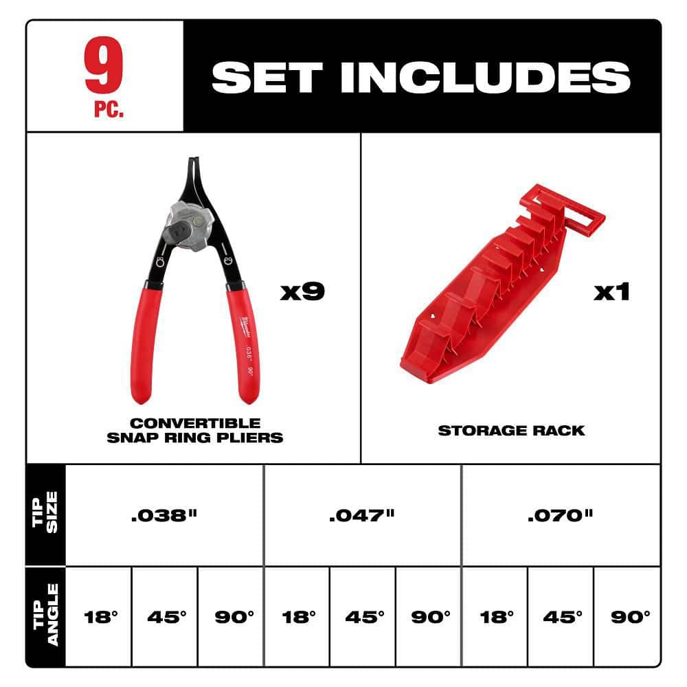 Milwaukee Snap Ring Pliers Set (9-Piece) (2)
