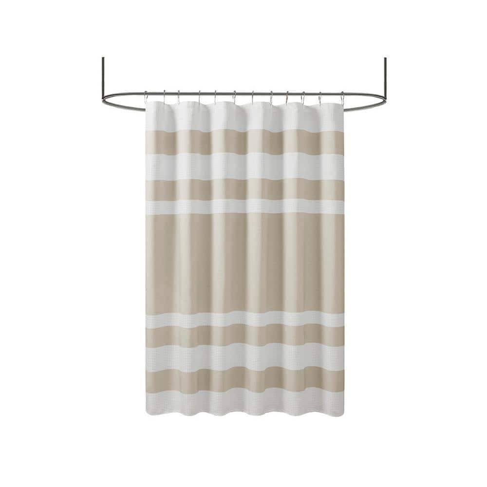 Cesicia 72 in. W x 72 in. L Polyester Shower Curtain in Taupe (1)