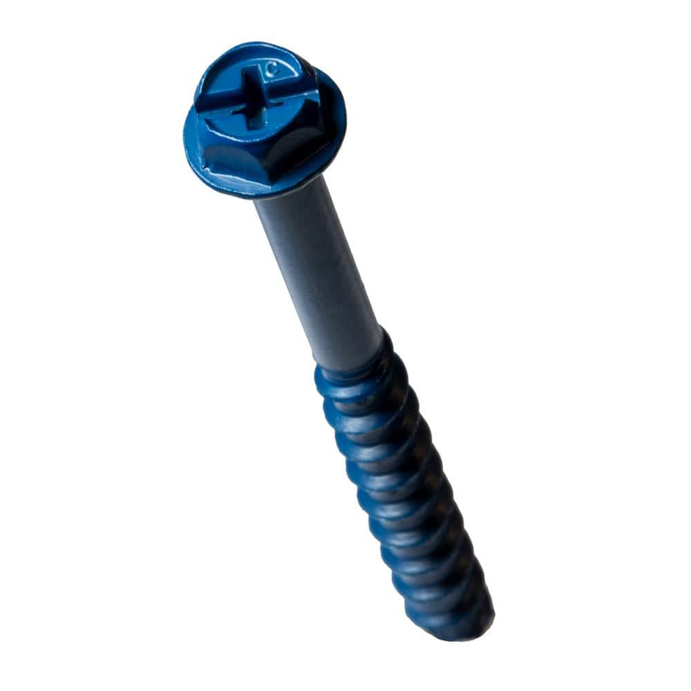 Simpson Strong-Tie Titen Turbo 1/4 in. x 2-1/4 in. Hex-Head Concrete and Masonry Screw, Blue (75-Piece) (3)