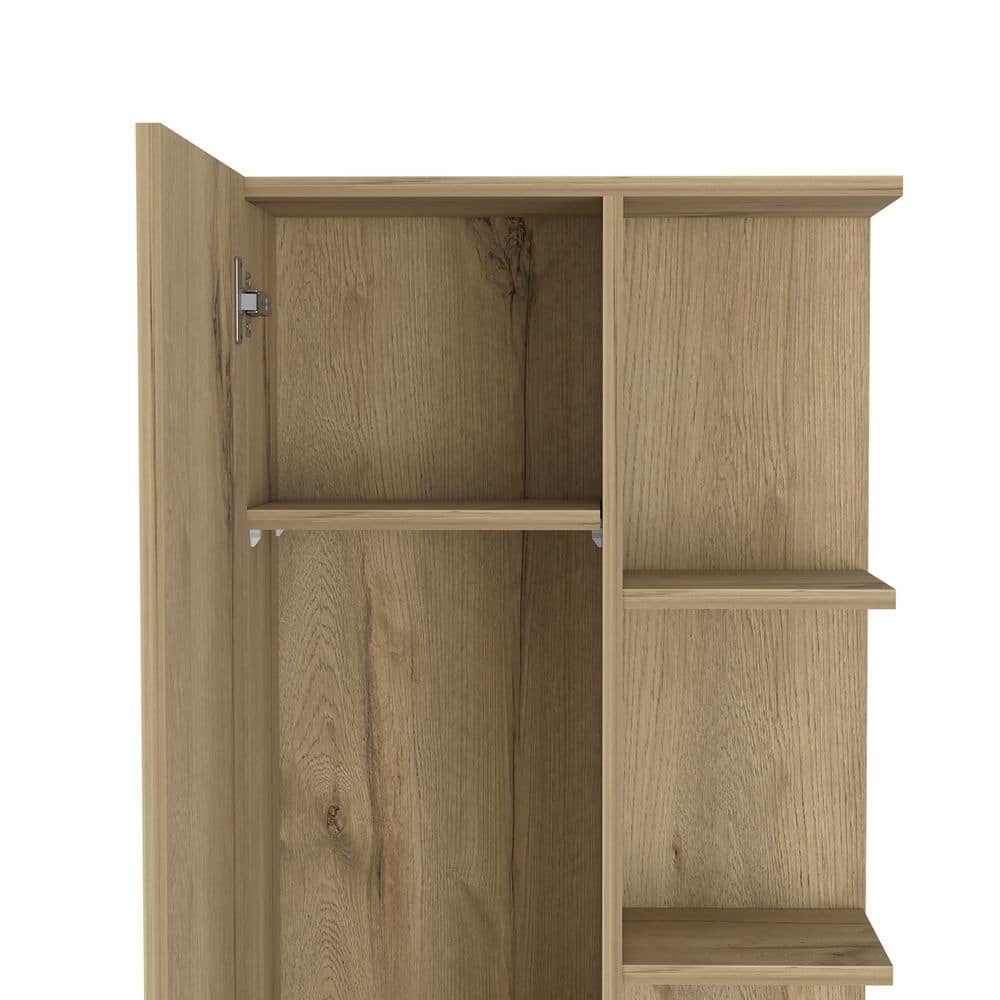 Tahanbath 20.20 in. W x 8.50 in. D x 62.20 in. H Beige Particle Board Freestanding Linen Cabinet w/4-Shelves in Light Oak (1)