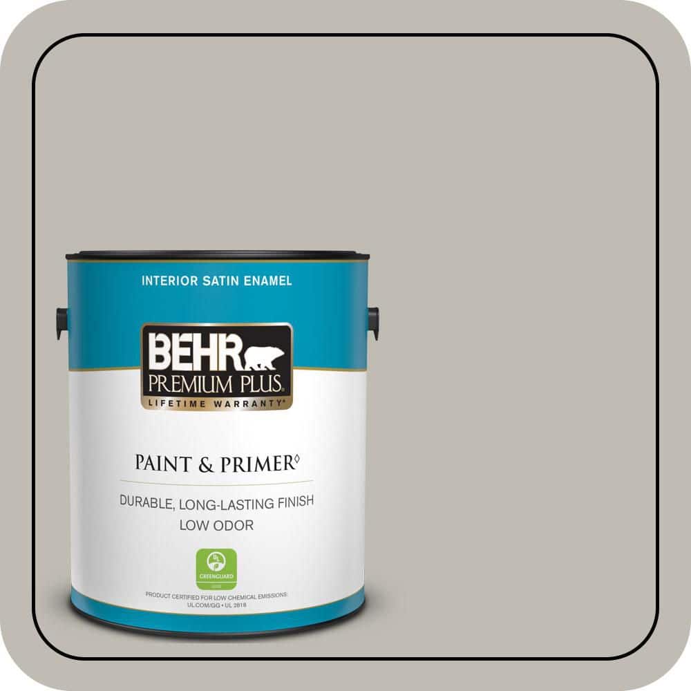 BEHR PREMIUM PLUS 1 gal. #MQ6-23 Pumice Satin Enamel Low Odor Interior Paint & Primer